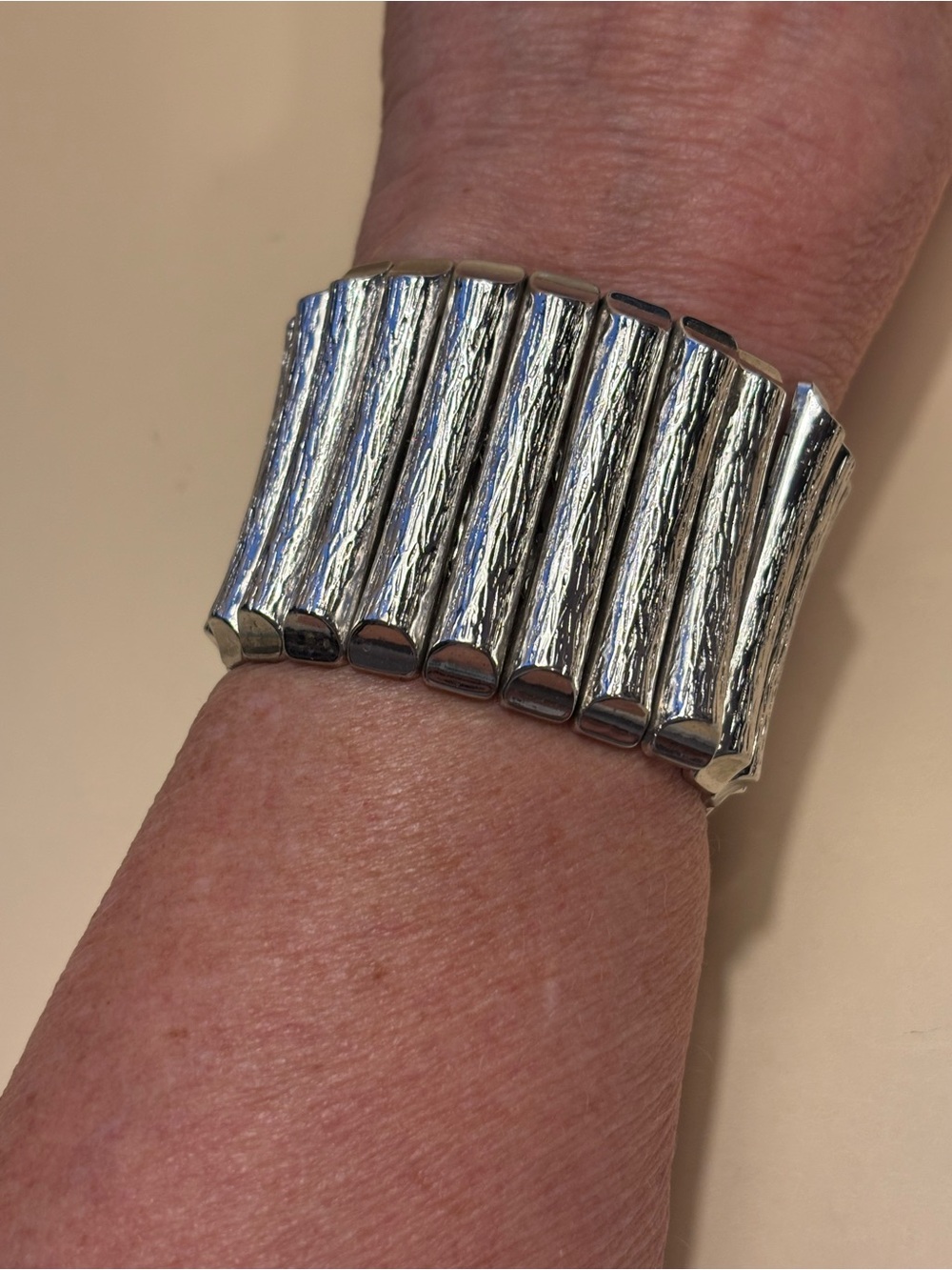Monet Silver-Tone Ribbed Expansion Bracelet
